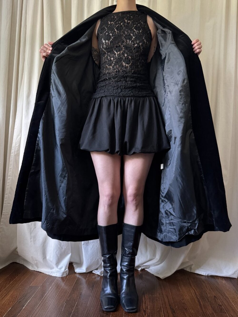 Vintage Julia Klein Black Wool Swing Coat Women's Size XL | Evening Goth 80s - Picture 7 of 11